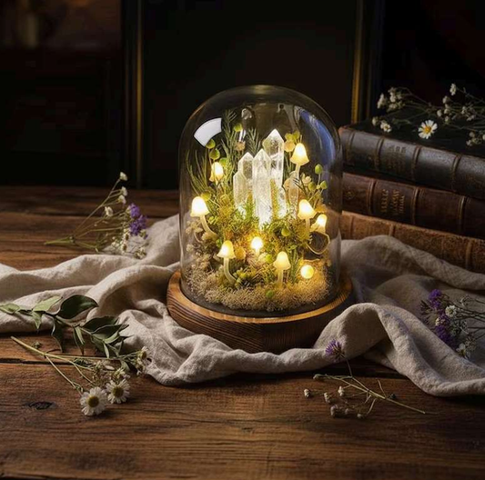 Handmade Glowing Crystal Mushroom Lamp, Unique Home Decor, Gift for Lover