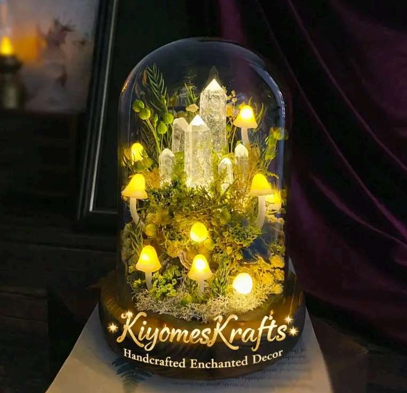 Handmade Glowing Crystal Mushroom Lamp, Unique Home Decor, Gift for Lover