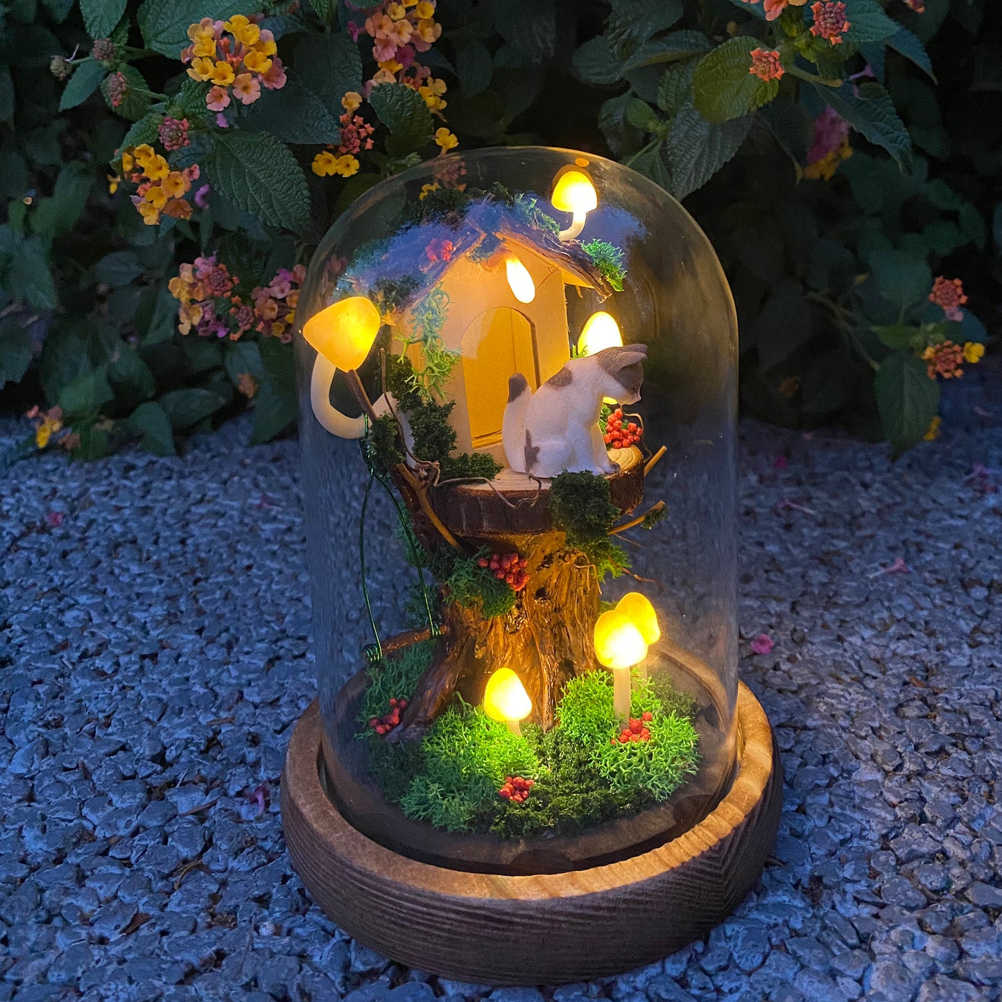 Cute Cat Treehouse Night Light Handmade Glowing Mushroom Lamp Home Decor Unique Birthday Christmas Gift for Kid