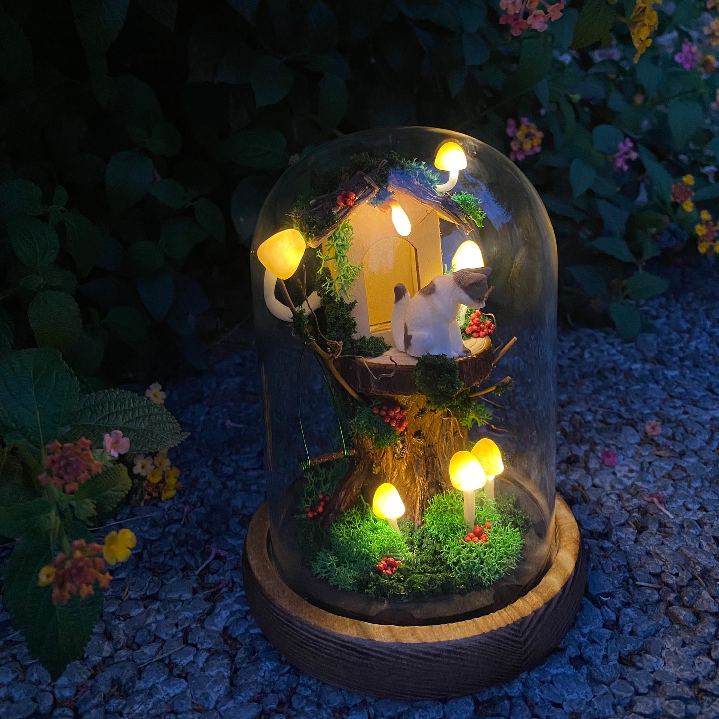 Cute Cat Treehouse Night Light Handmade Glowing Mushroom Lamp Home Decor Unique Birthday Christmas Gift for Kid
