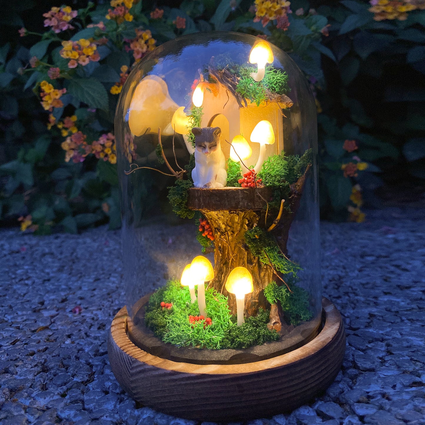 Cute Cat Treehouse Night Light Handmade Glowing Mushroom Lamp Home Decor Unique Birthday Christmas Gift for Kid