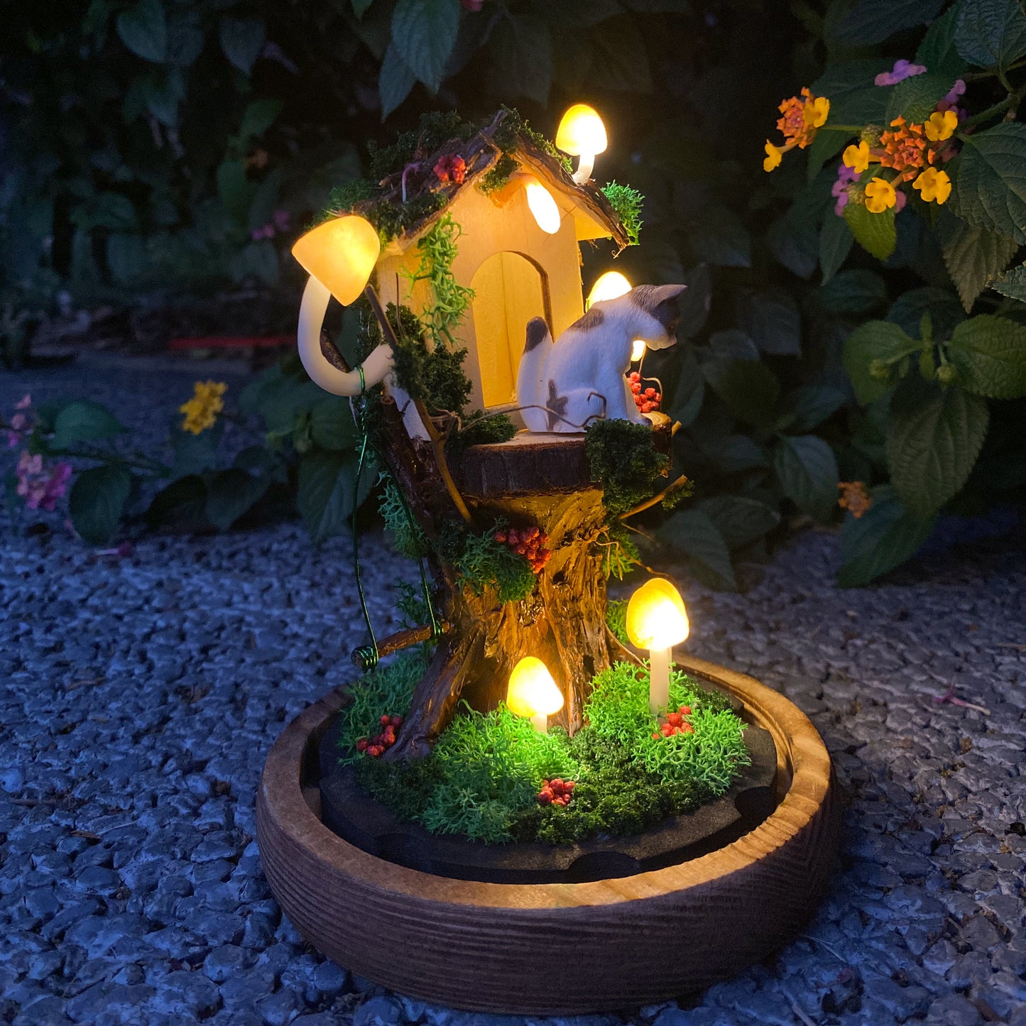 Cute Cat Treehouse Night Light Handmade Glowing Mushroom Lamp Home Decor Unique Birthday Christmas Gift for Kid