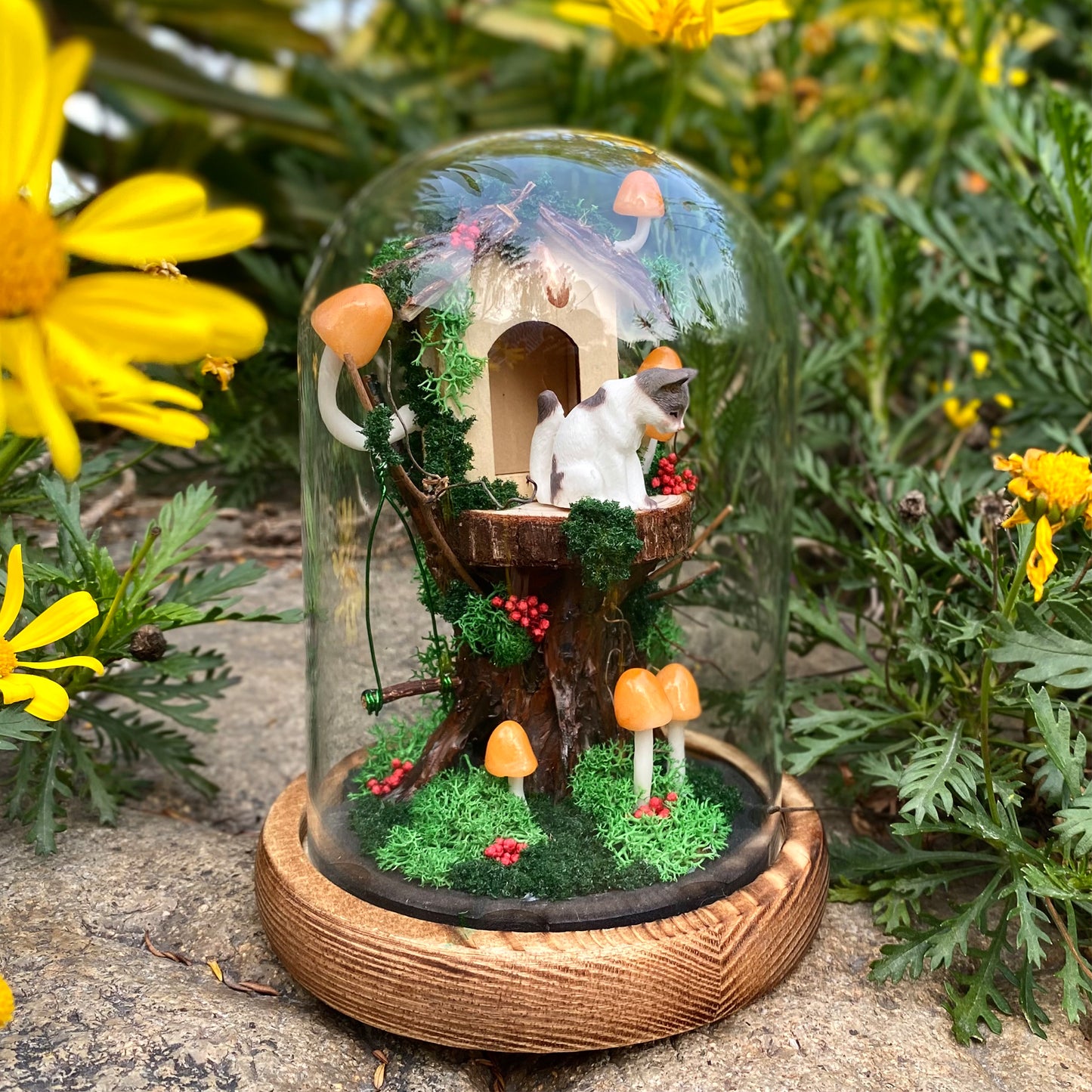 Cute Cat Treehouse Night Light Handmade Glowing Mushroom Lamp Home Decor Unique Birthday Christmas Gift for Kid